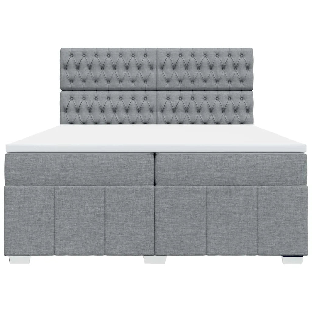 vidaXL Giroletto a Molle con Materasso Grigio Chiaro 200x200cm Tessuto