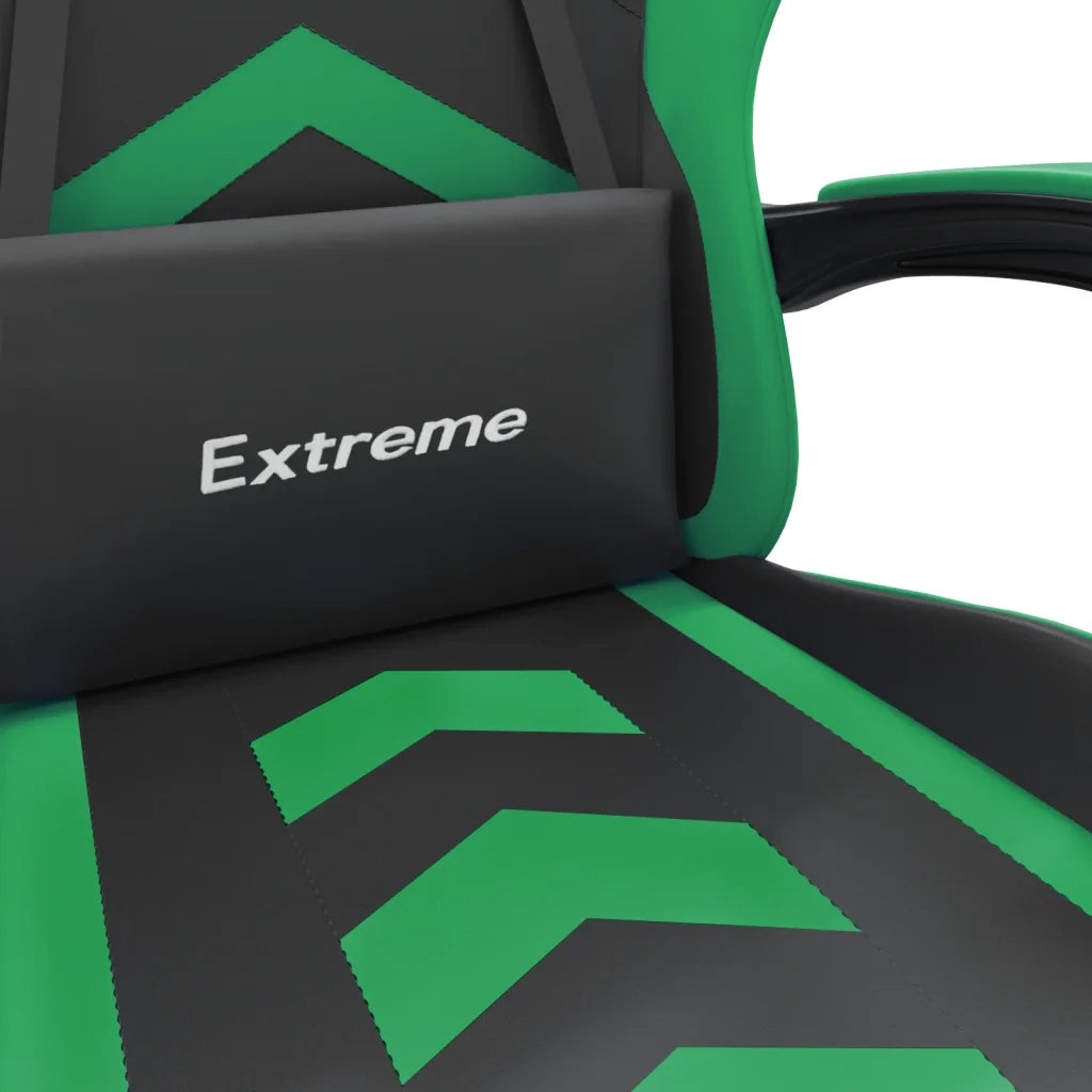 Sedia da Gaming con Poggiapiedi Nero e Verde in Similpelle cod mxl 77151