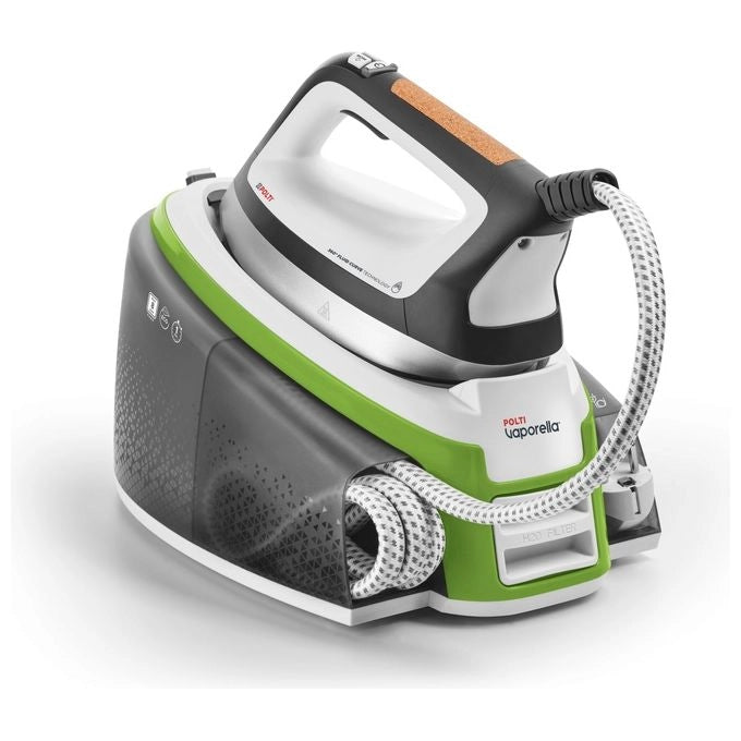 Polti Vaporella Instant VI50.20 - Ferro da stiro con caldaia, serbatoio 2 L, pressione 8 bar, potenza 2400 W, funzioni: 4 programmi + ECO + anticalcare automatico + riscaldamento rapido (1 min), piastra alluminio, colore Bianco-verde