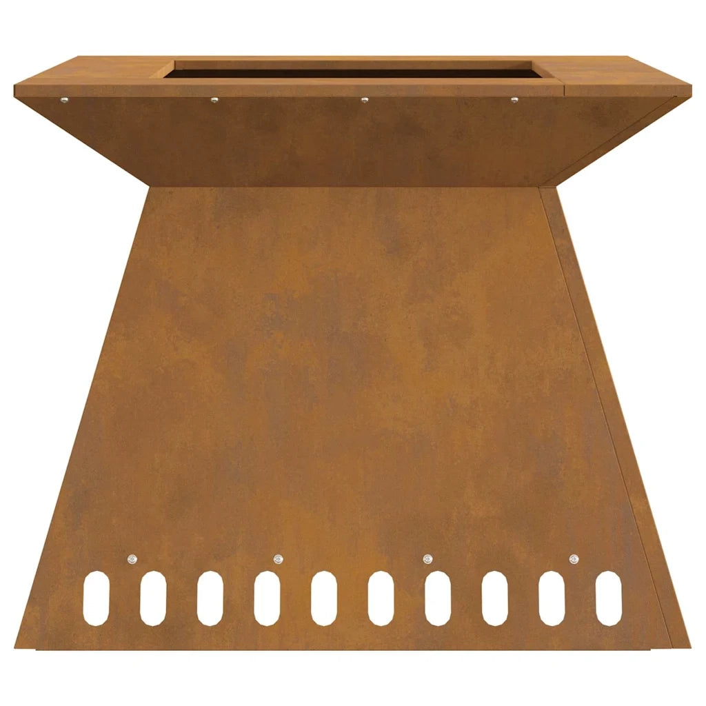 Focolare-Stufa-Camino Marrone 60 x 60 x 50 cm acciaio corten
