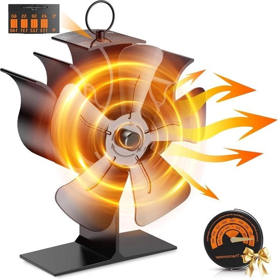 Ventilatore a 5 pale per upgrade di camino - ventilatore minikachel a gas di riscaldamento - camino a legna/apertura di camino - camino a legna con ventilatore