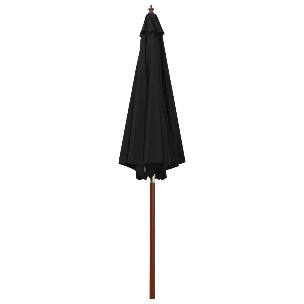 Ombrellone con Palo in Legno 300x258 cm Nero 47124