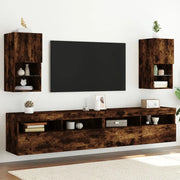 Mobili Porta TV con Luci LED 2 pz-Set di 2 Credenza per TV Rovere Fumo 30,5x30x60 cm