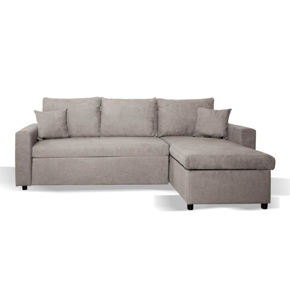 Divano con penisola reversibile funzione letto Golf tessuto tortora 225x148x81H