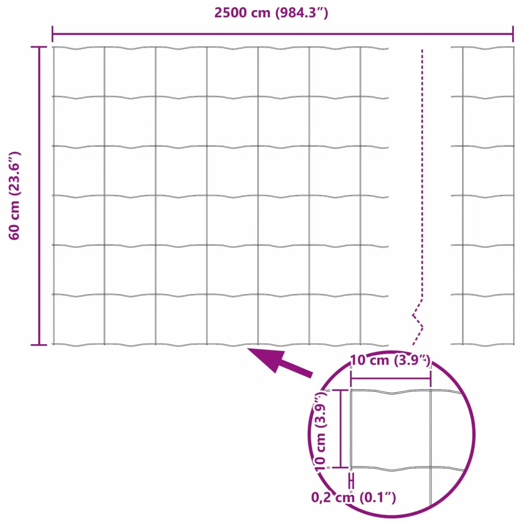 Recinzione Euro Grigio 0,6 x 25 m Ferro rivestito in PVC 42004547