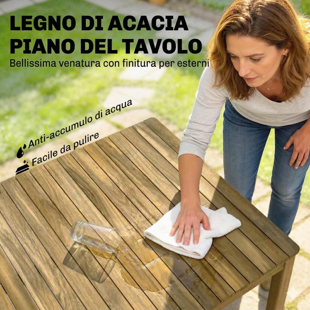 Set da Pranzo da Giardino 5 Pezzi in Teak ¨C zephmum ¨C Tavolo e 4 Sedie