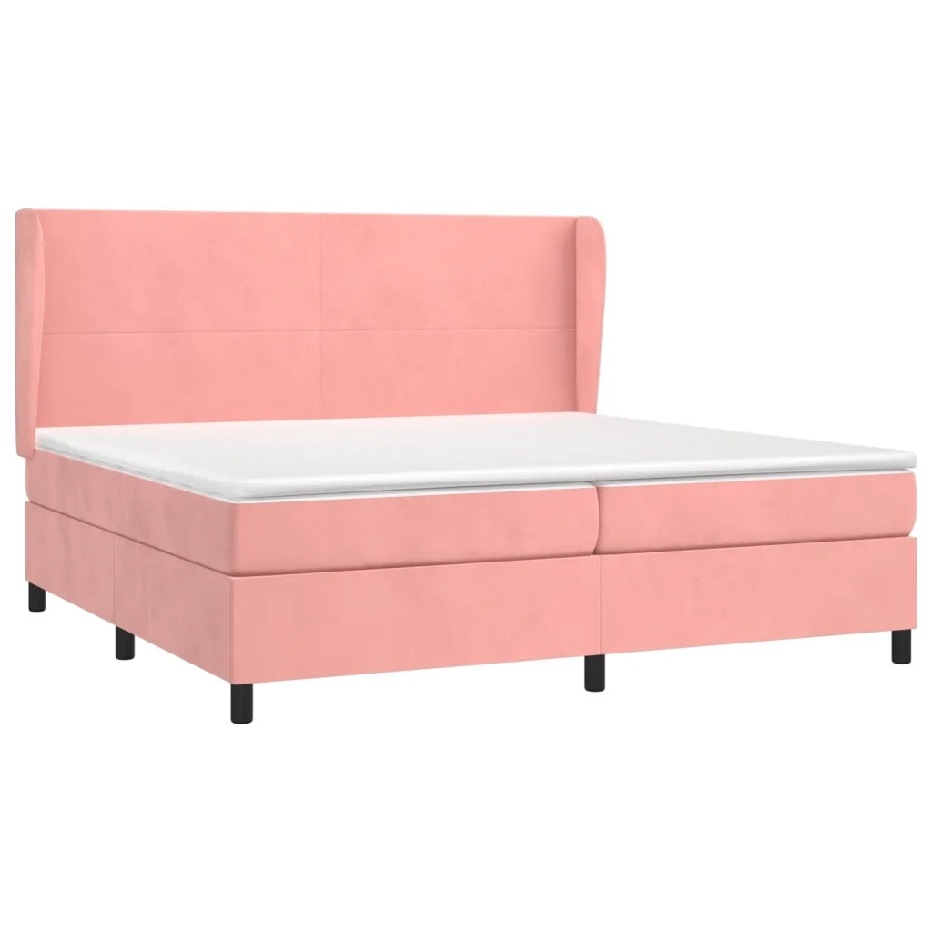 Giroletto a Molle con Materasso Rosa 200x200 cm in Velluto 3129116