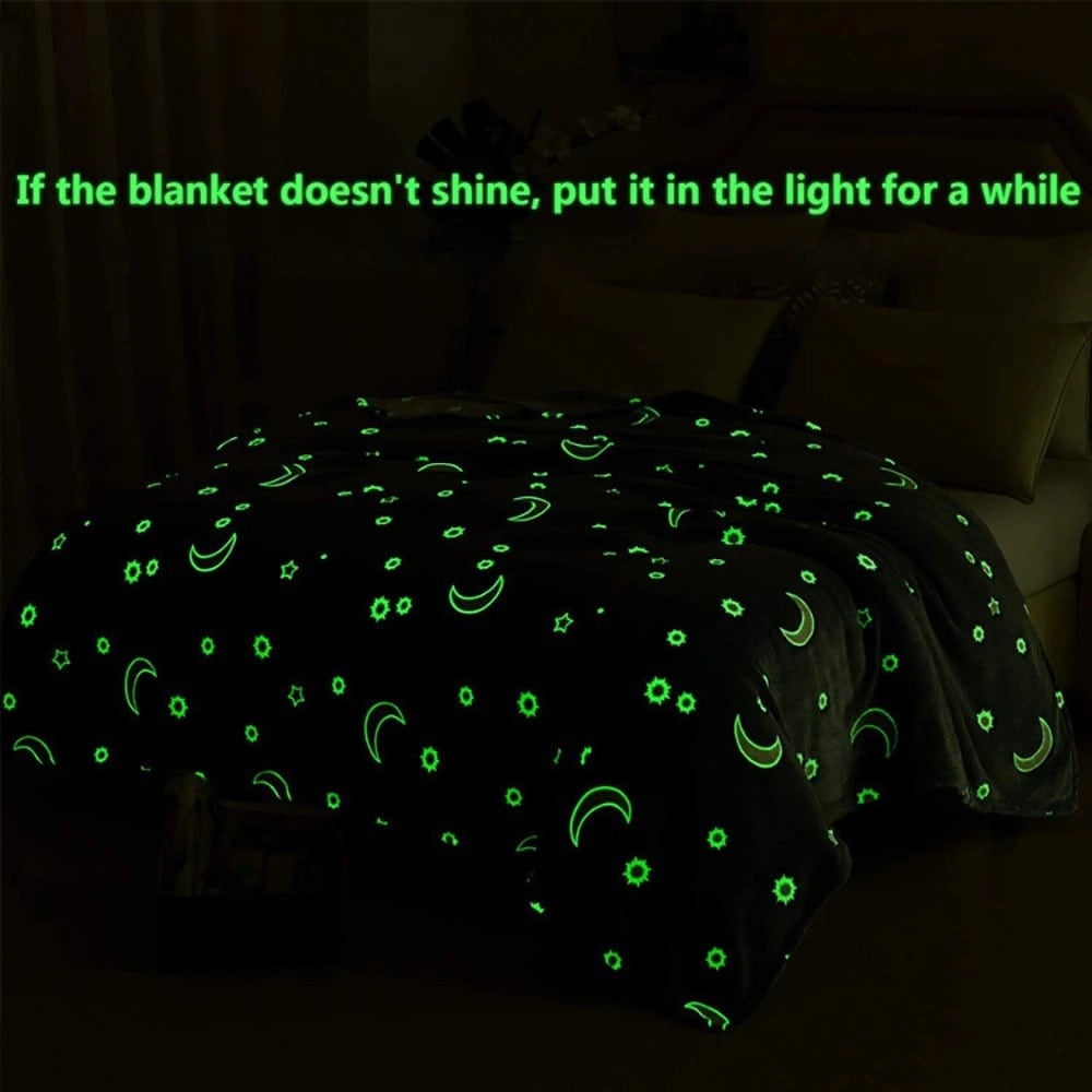 Trade Shop - Coperta Plaid In Pile Con Stelle Che Si Illuminano Al Buio Morbida Idea Regalo -