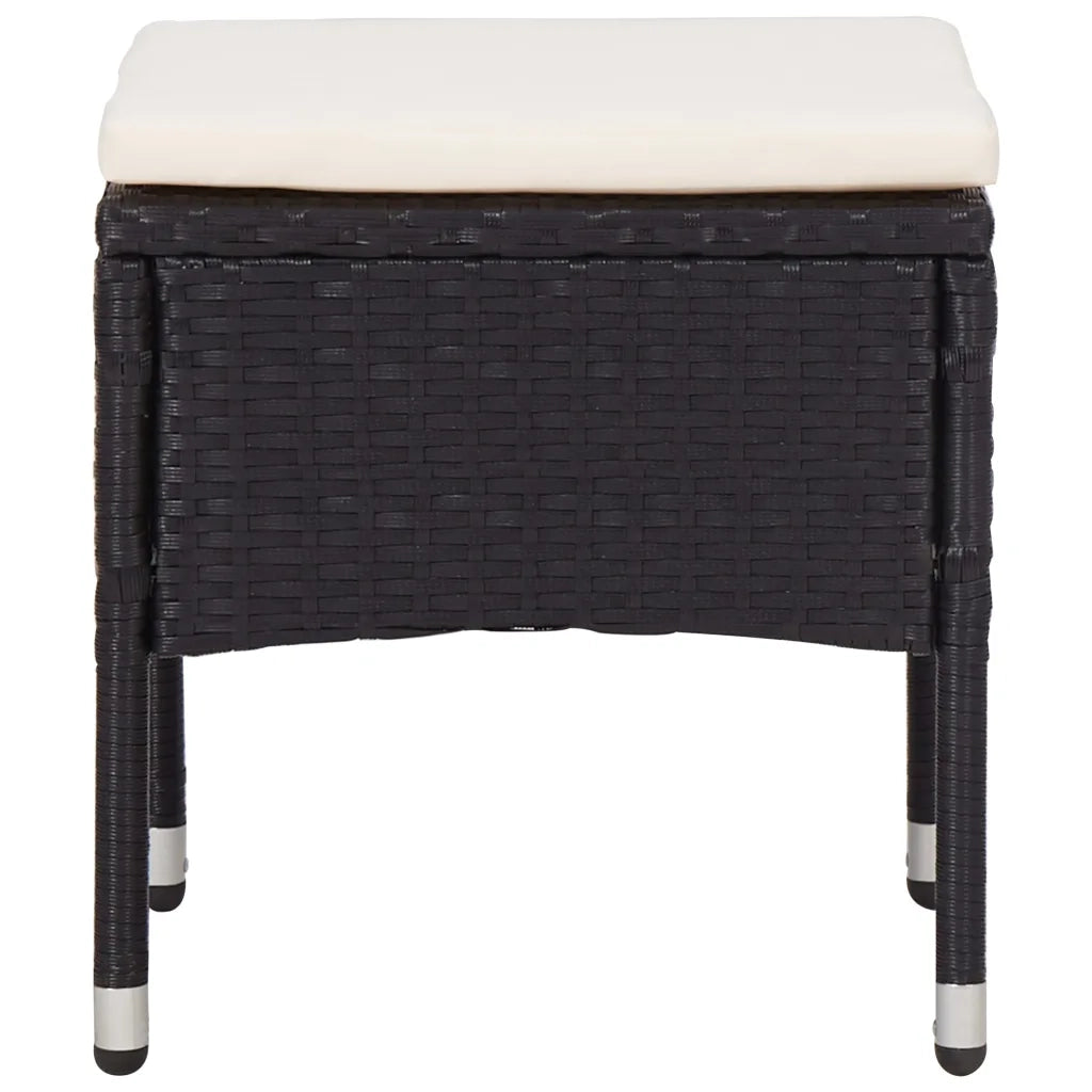 Set da Pranzo da Giardino 5 pz | Set Salotto da Giardino Nero in Polyrattan e Acacia