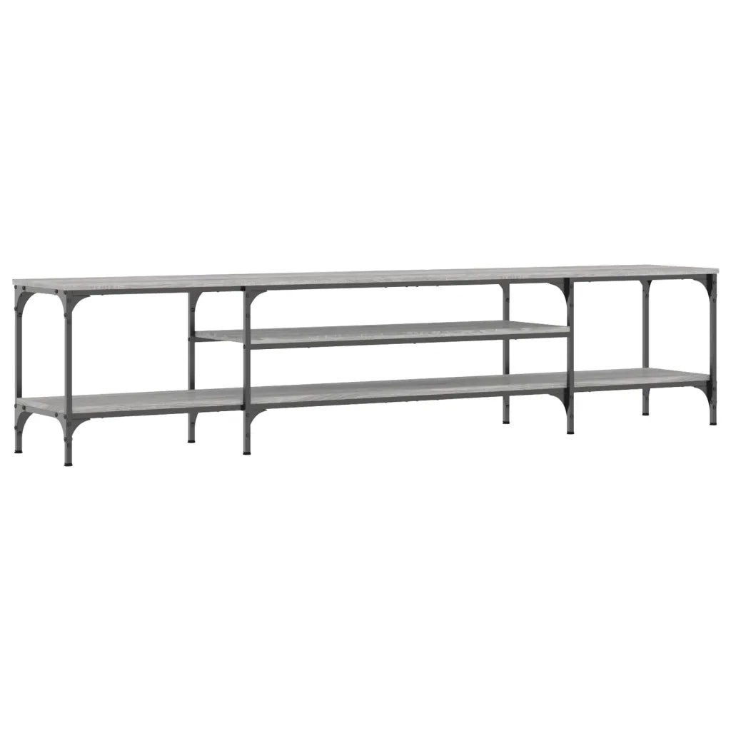 Mobile TV Grigio Sonoma 201x35x45 cm Legno Multistrato e Ferro 831816