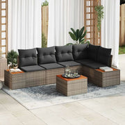 Set Divano da Giardino con cuscino 6 pcs Grigio Poly Rattan