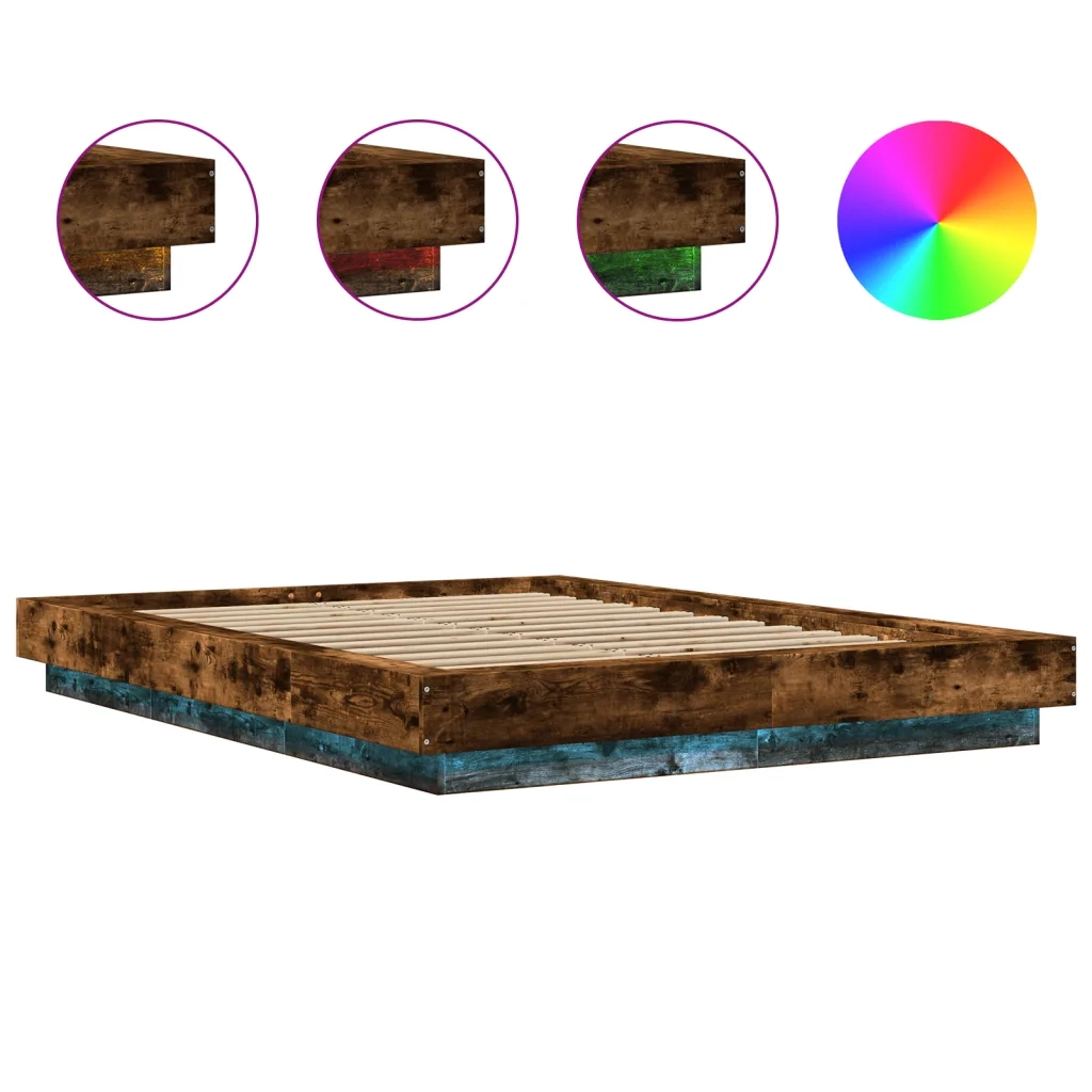 Giroletto con Luci LED Rovere Fumo 120x190 cm Legno Multistrato 3281144