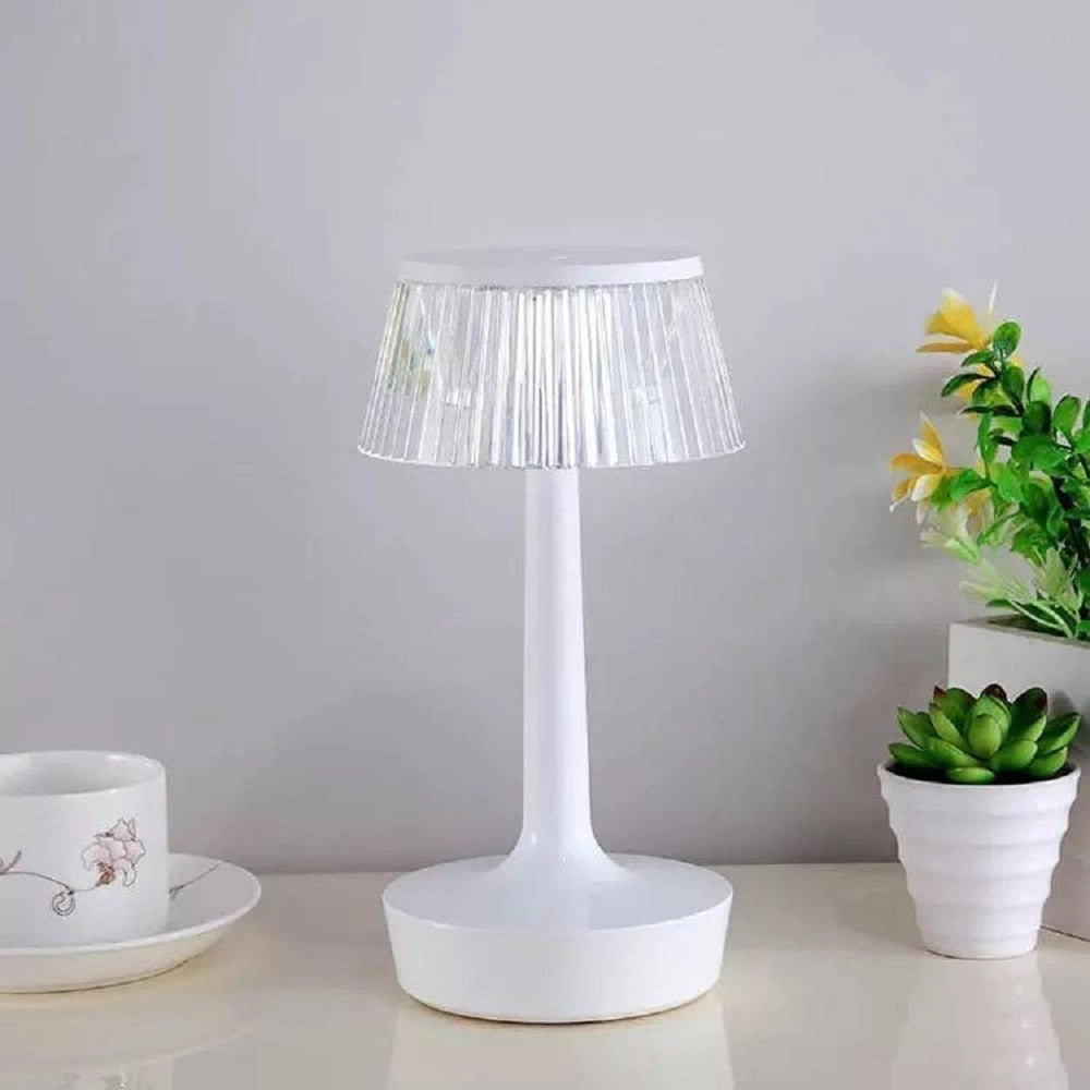 Trade Shop - Lampada Da Tavolo In Cristallo Decorativa Con Led Rgb Touch Bianco 5v Q-tl153 -
