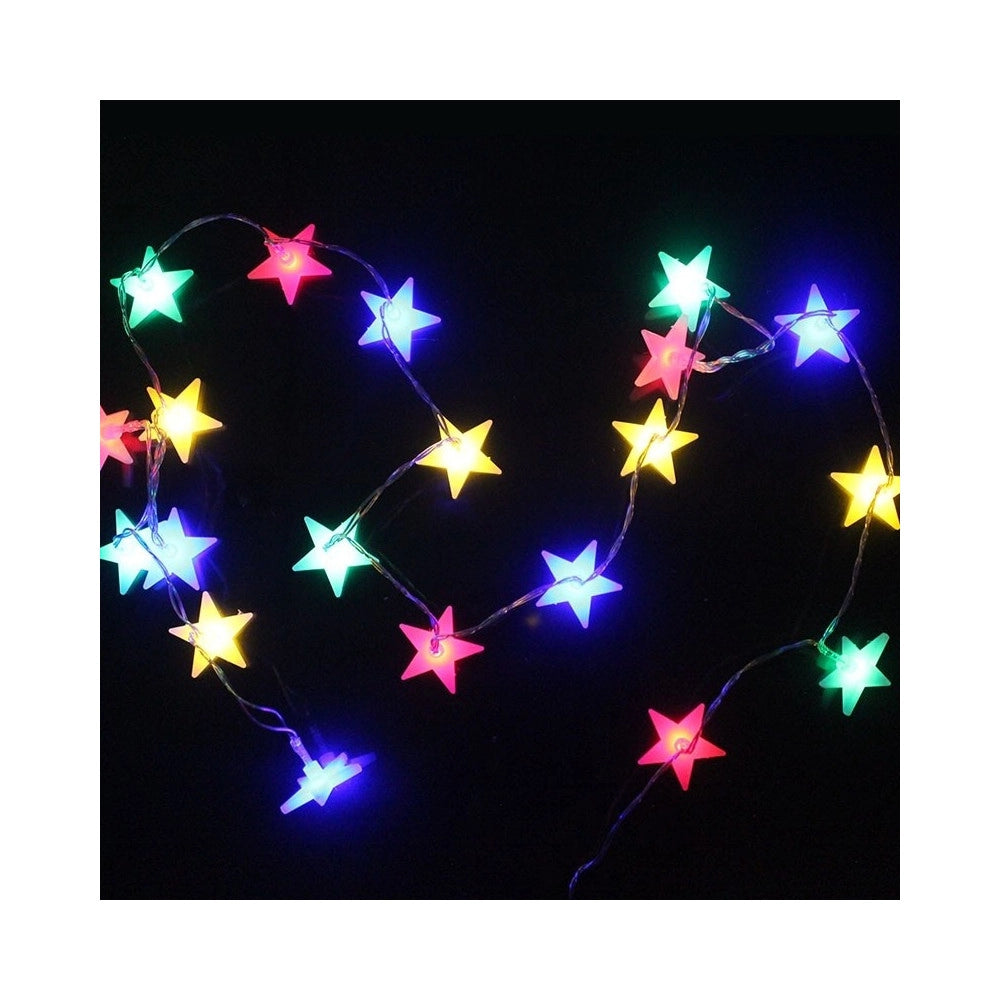 Trade Shop - Catena Luminosa 20 Led Luci Multicolor Stelle A Batteria Lampadine Lucciole -