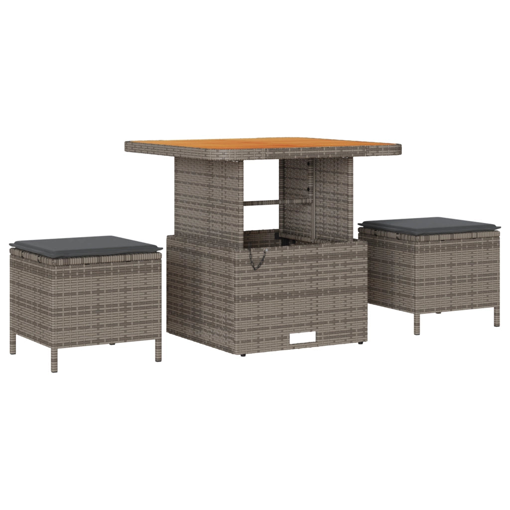 Set di Divani da Giardino 8 Pezzi con Cuscini Grigio Rattan Polietilene Acacia