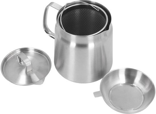Filtro dell'olio 2L - Acciaio Inossidabile - Maniglia Ergonomica - Filtro - Grande Capacità - Progetto Sostenibile - Contenitore dell'olio