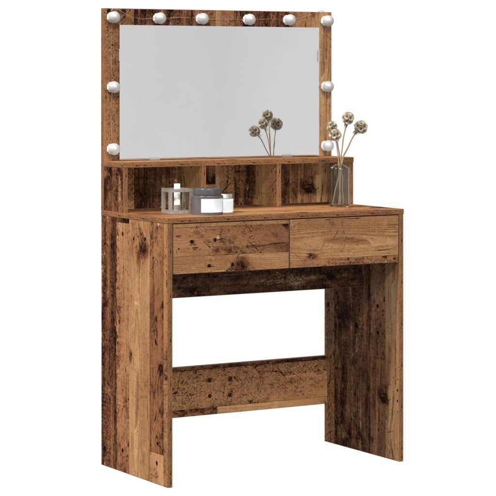 vidaXL Tavolo da Trucco con cassetto Legno vecchio 80 x 41 x 134.5 cm