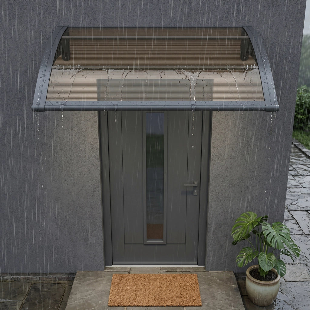 Pensilina per Ingresso Mellerud in Policarbonato 100 x 100 cm Marrone / Nero [en.casa]
