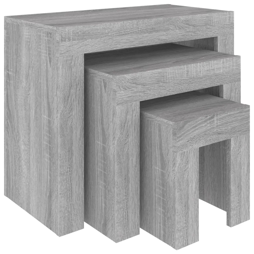 Tavolini Salotto Impilabili 3pz Grigio Sonoma Legno Multistrato cod mxl 23004