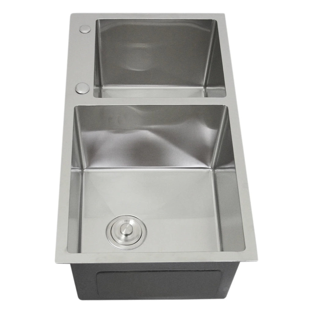 Lavello Doppio Acciaio Inox Sottotop Sottopiano Integrato Satinato Vasca 60x45cm