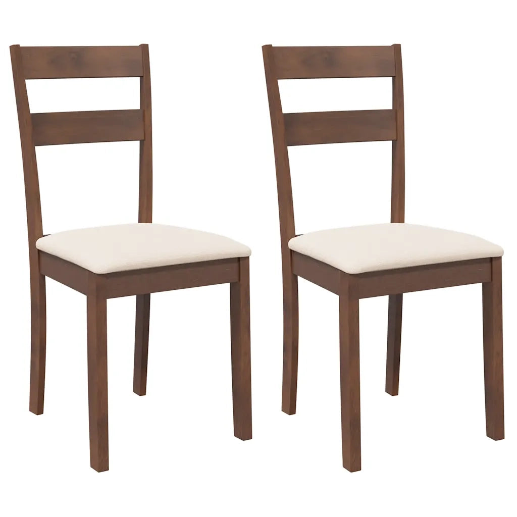 Sedie da Pranzo con Cuscini 2 pz | Sedie da cucina Marrone Legno Massello di Hevea