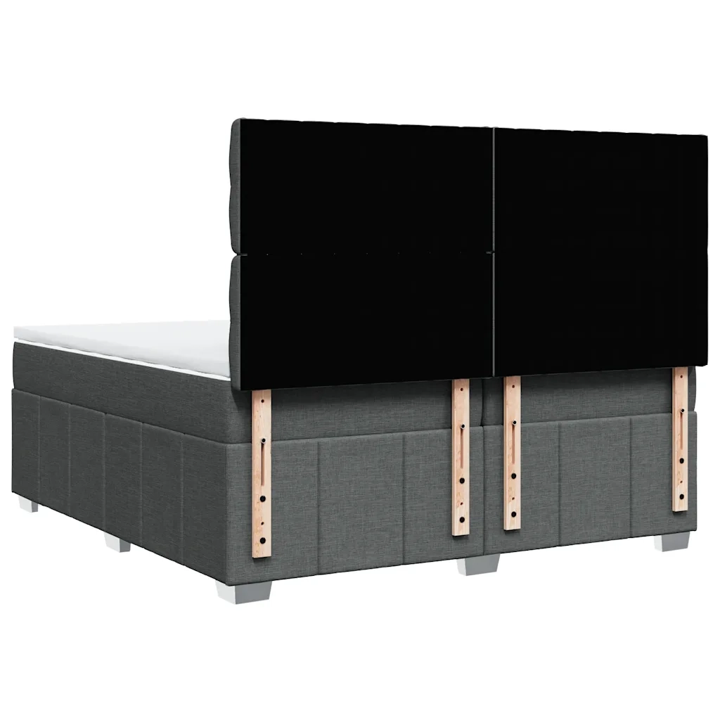 vidaXL Giroletto a Molle con Materasso Grigio Scuro 200x200 cm Tessuto