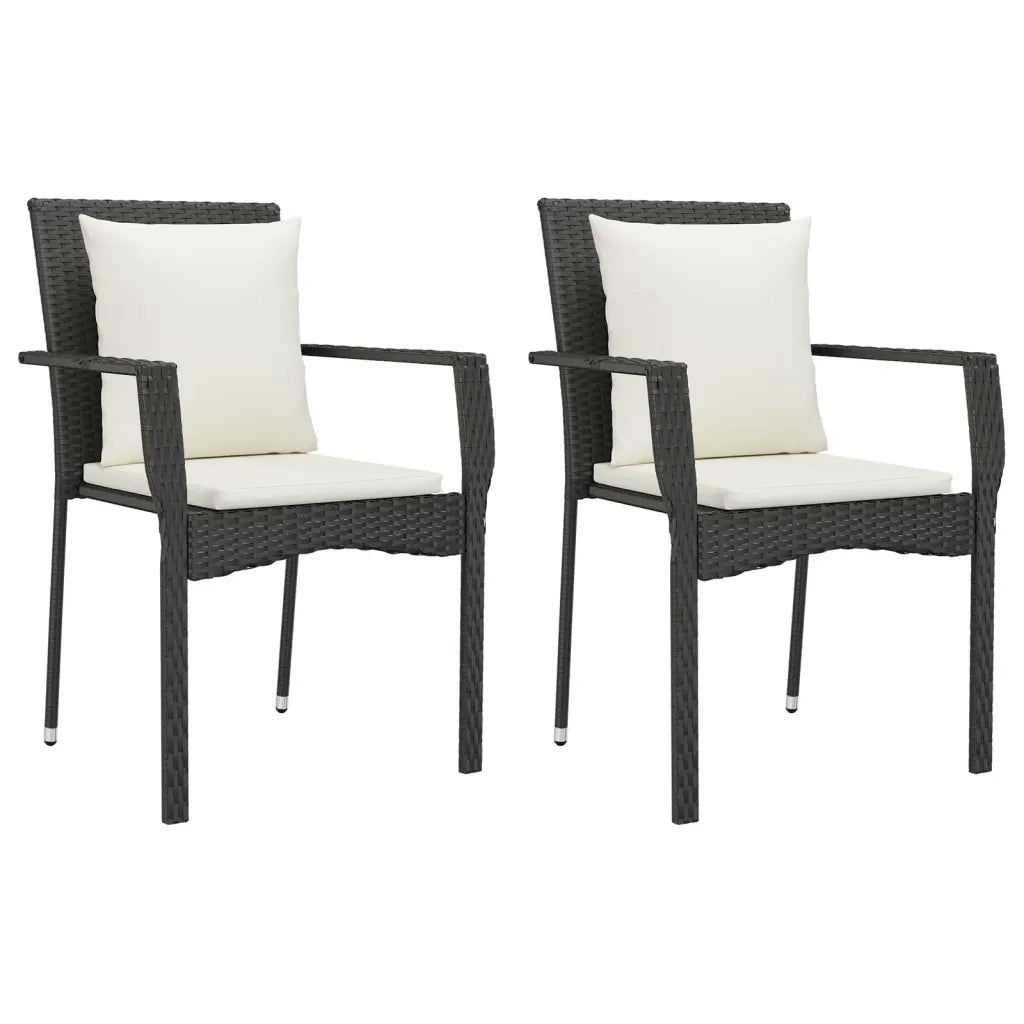 Set da Pranzo da Giardino 7 pz Nero con Cuscini in Polyrattancod mxl 113753