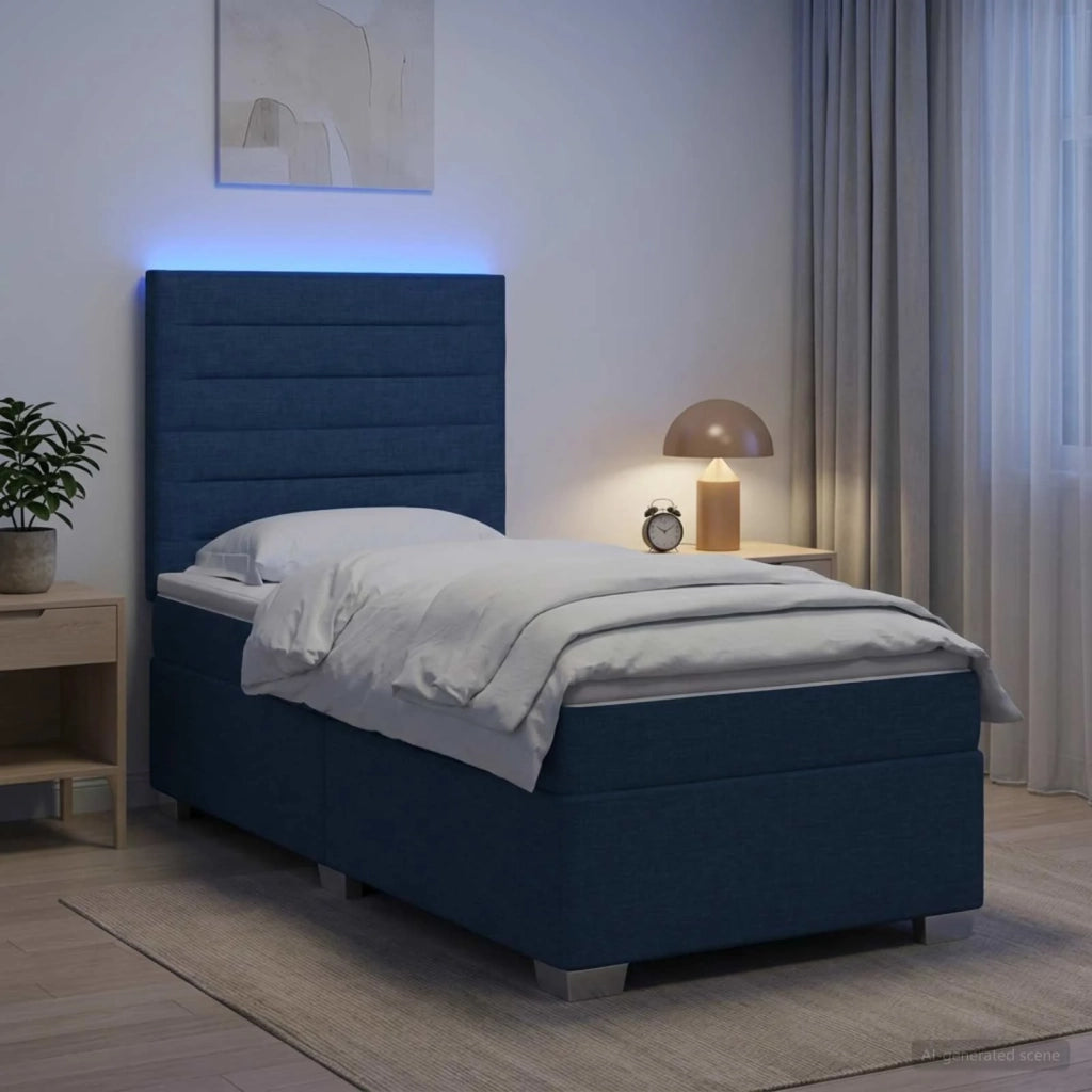 Letto box spring con materasso Blu 80 x 200 cm Tessuto 3454739