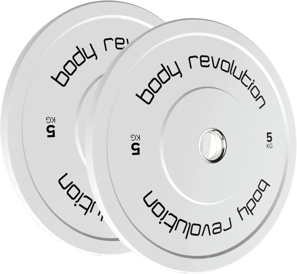 2 x 5kg Piastre Bianche – 45cm – Anello in acciaio – Gomma Color: Bianco