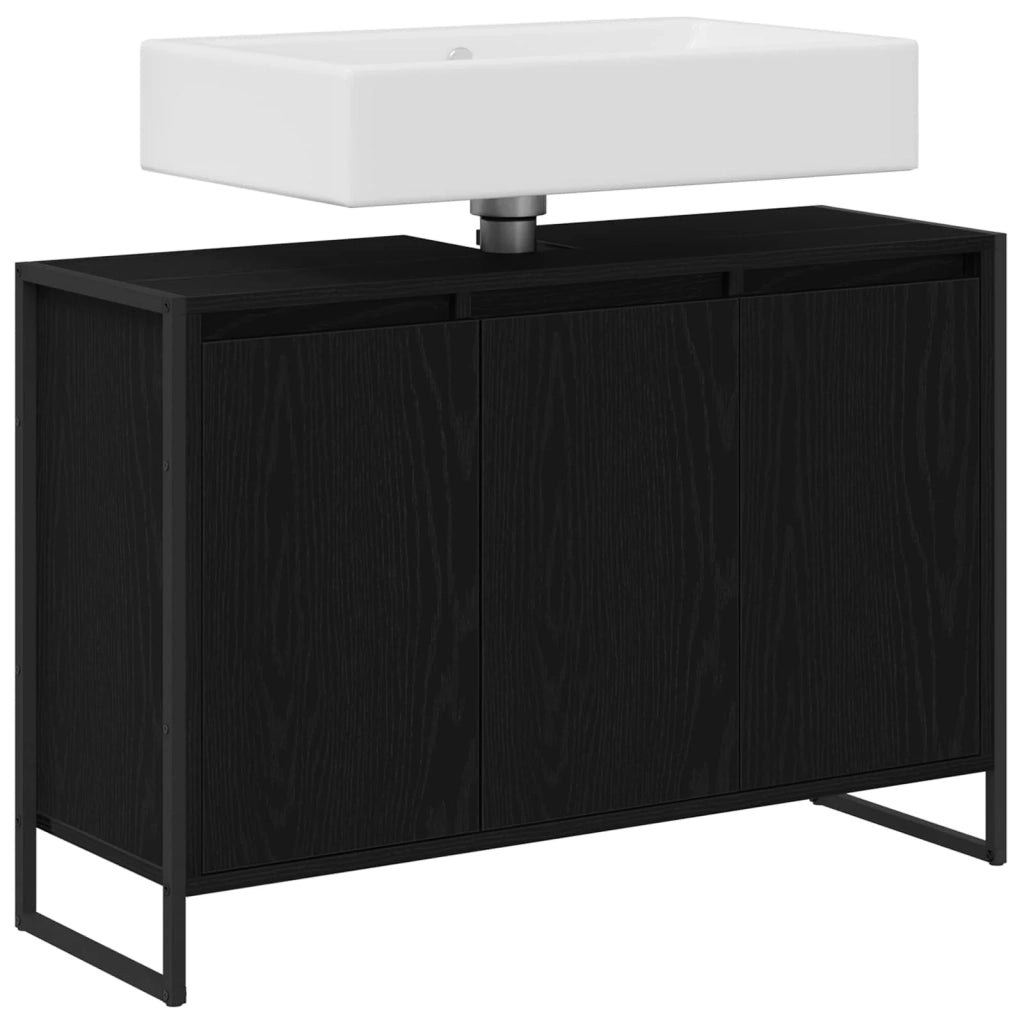 Mobile da Bagno Rovere Nero 90 x 30 x 60 cm Legno multistrato