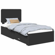 Letto singolo | Letto per adulti | Struttura del letto Nero 75 x 190 cm Legno multistrato