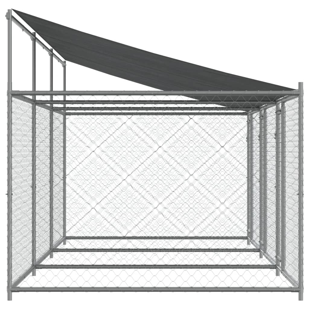 Trasportino per cani con tetto e porte 6 x 2 x 2 m acciaio zincato grigio 02_0041635