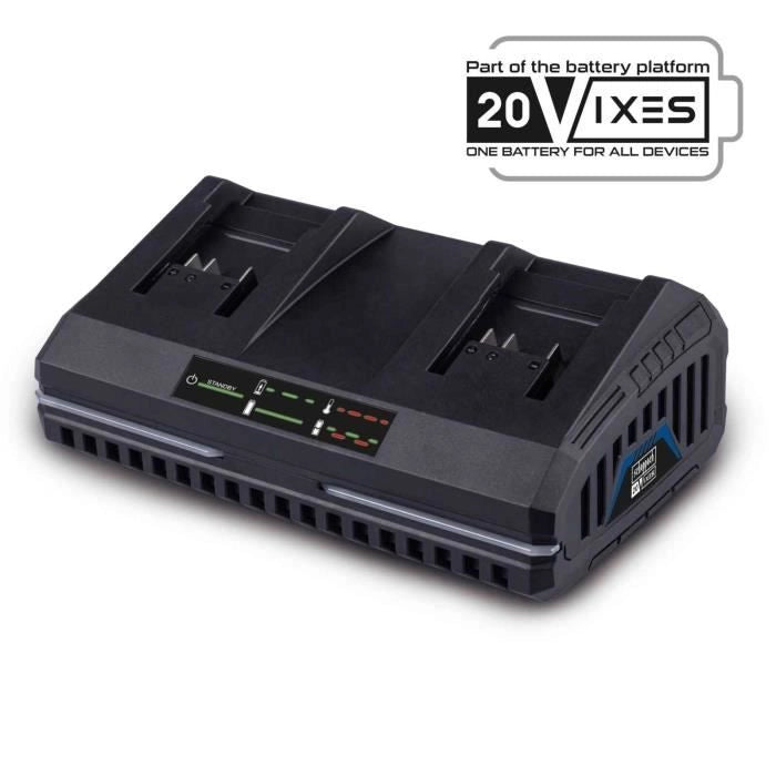 Caricabatterie doppio - SCHEPPACH - 4,5 A - SDBC4,5A - Carica contemporaneamente due batterie agli ioni di litio della gamma Scheppach 20V IXES