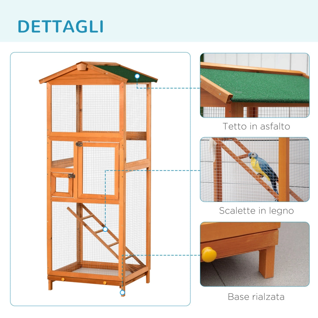 Gabbia per Uccelli da Esterno in Legno ¨C zephmum ¨C Arancione 165x50x50