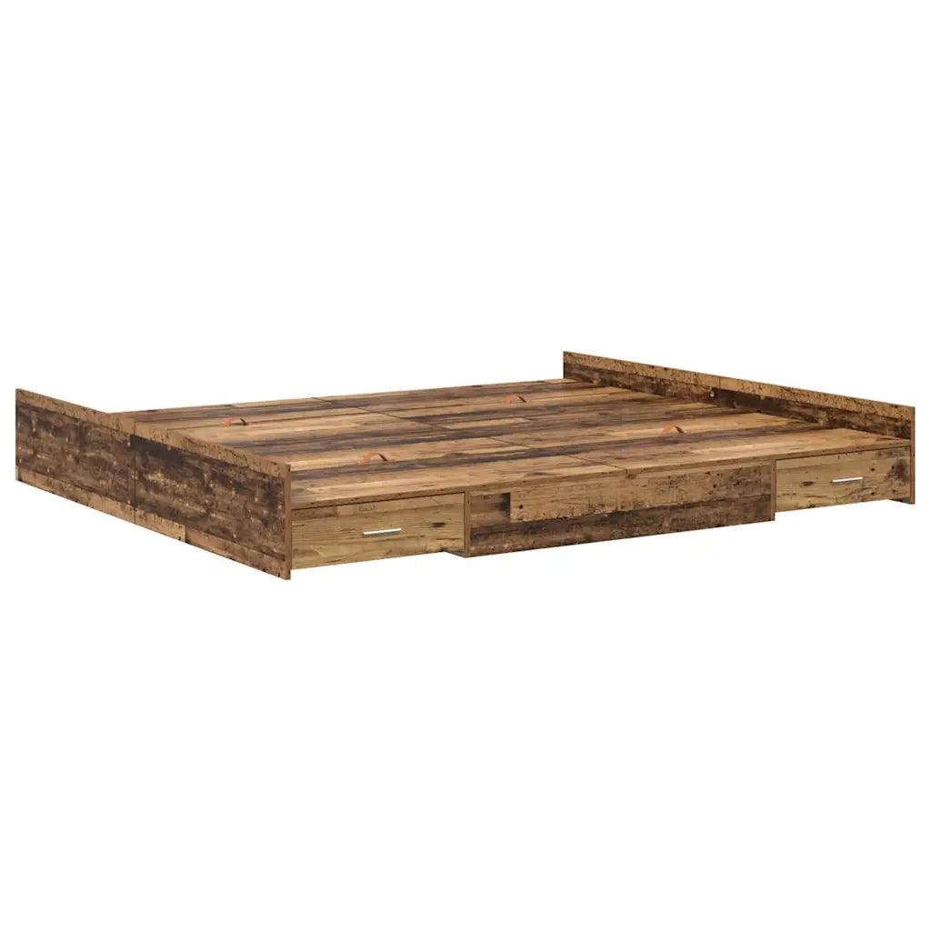 Struttura letto con contenitore Legno vecchio 200 x 200 cm 3335267
