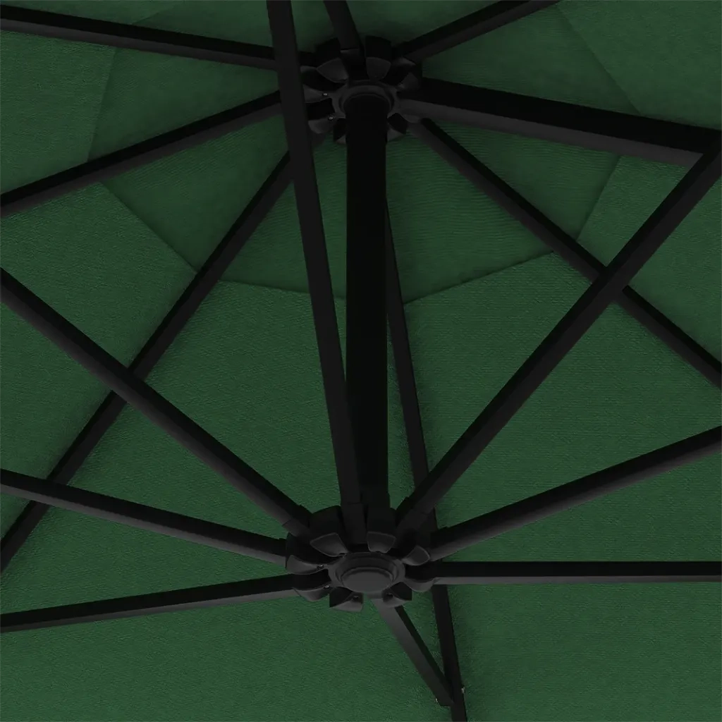Ombrellone da Giardino-Ombrello da Balcone a Parete con LED 300 cm Verde