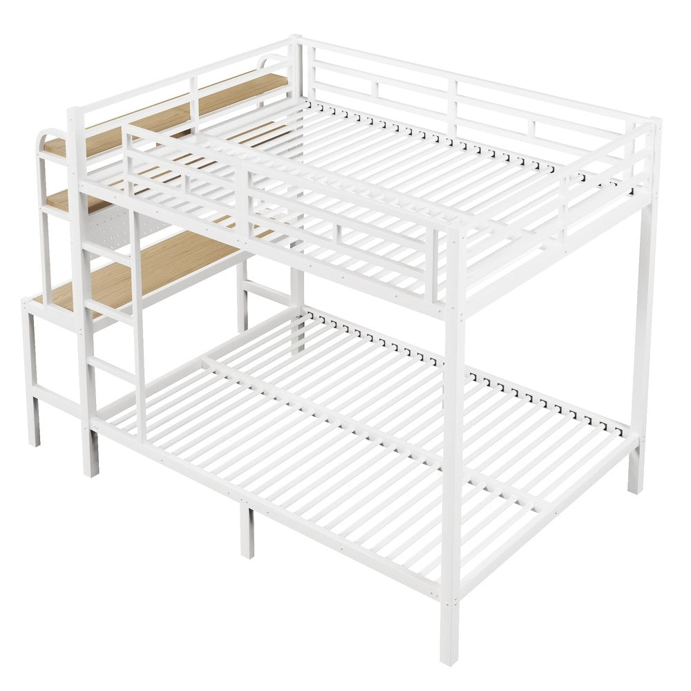 Letto a Soppalco con Scrivania e LED ¨C Xylo ¨C Bianco, 140x200, Metallo