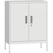 ARMADIETTO DA UFFICIO IN ACCIAIO A 2 RIPIANI REGOLABILI CON SERRATURA E 2 CHIAVI, 80X40X100 CM, BIANCO