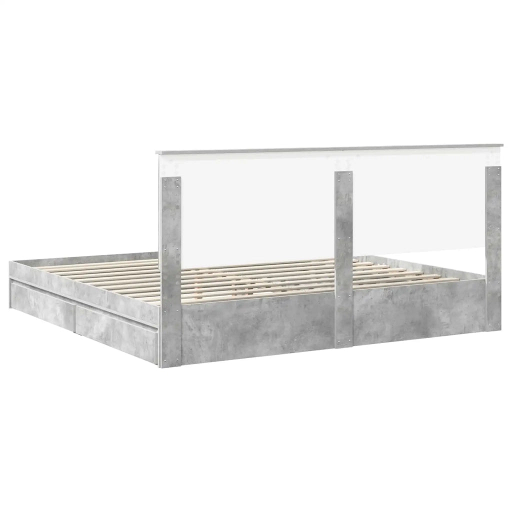Letto con Contenitore con testiera Grigio cemento 200 x 200 cm