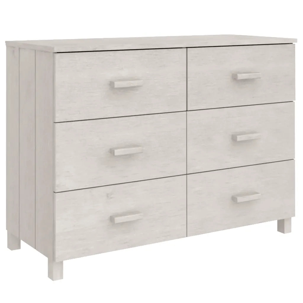 Credenza HAMAR Bianca 113x40x80 cm in Legno Massello di Pino 340449