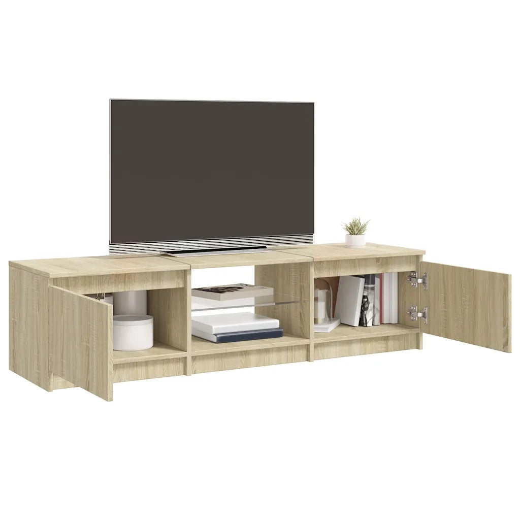 Mobile Porta TV con Luci LED-Credenza TV Rovere Sonoma 140x40x36 cm