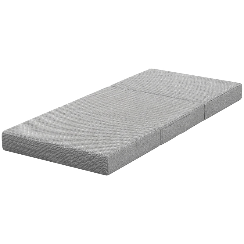 Materasso pieghevole 90 x 200 cm, 15 cm, con rivestimento sfoderabile e fondo antiscivolo, grigio chiaro