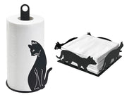 Set Accessori Cucina 2/4 Pezzi Porta Scottex Portatovaglioli Vassoio Grande Da Portata Portafrutta Centrotavola Metallo Design Moderno Decorazioni Tavola  - Gattino - 2 Pezzi