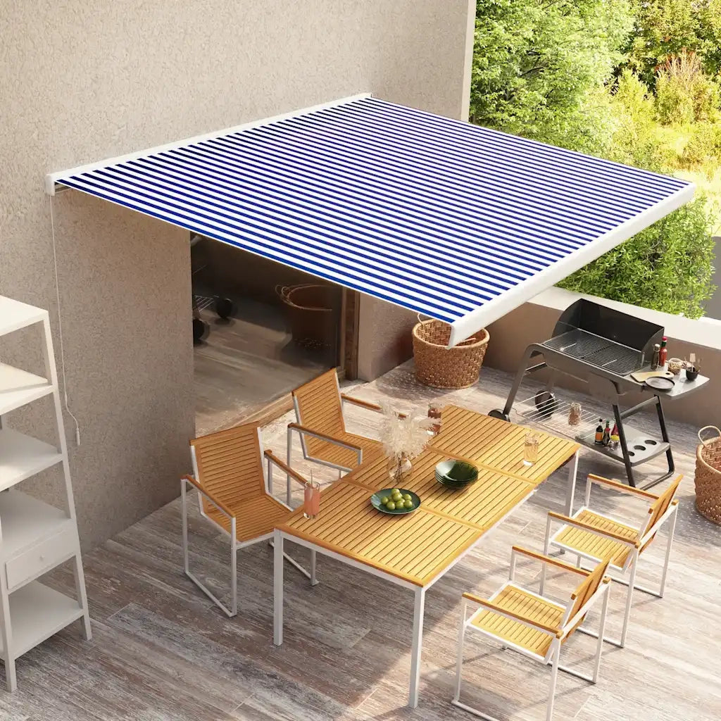 Tenda a Cassonetto Manuale 350x250 cm Blu e Bianca cod mxl 20554