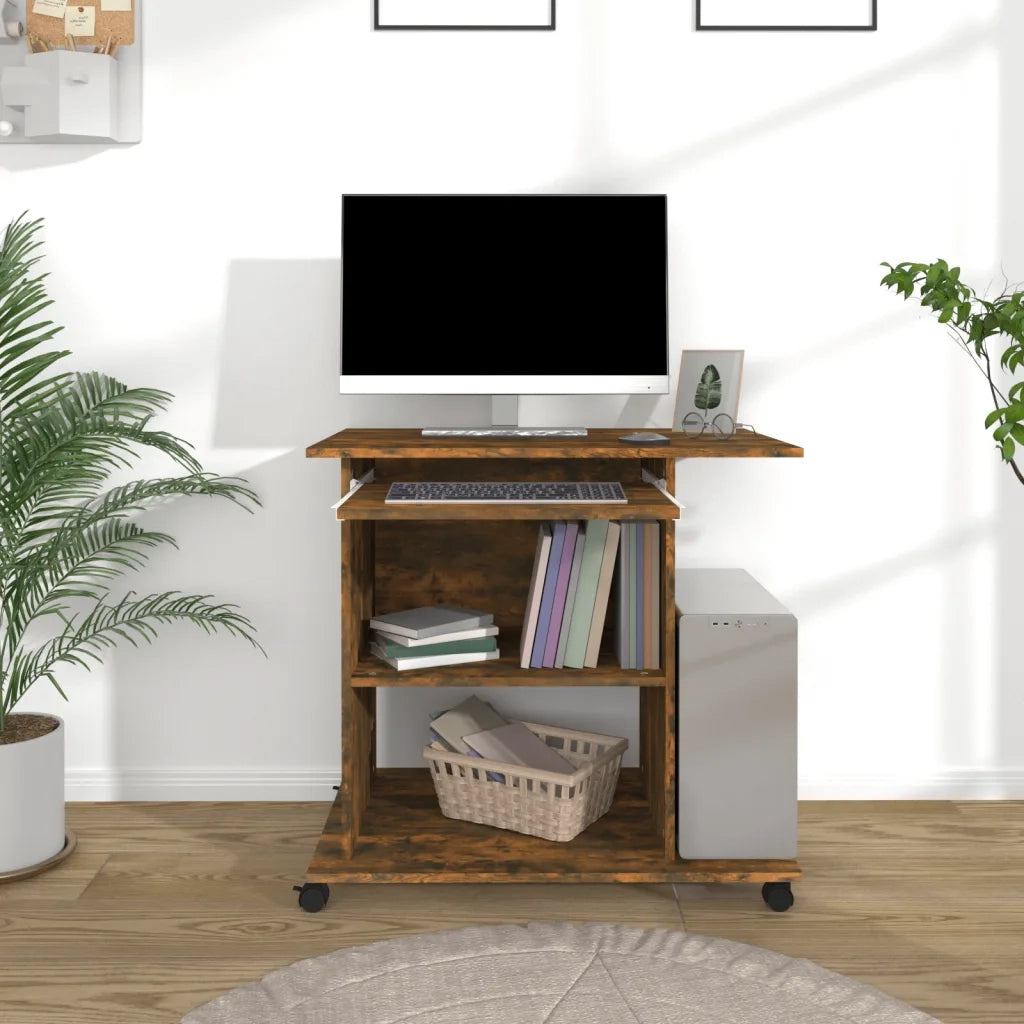 Scrivania | Tavolo da Ufficio per Computer Rovere Fumo 80x50x75cm Legno Multistrato