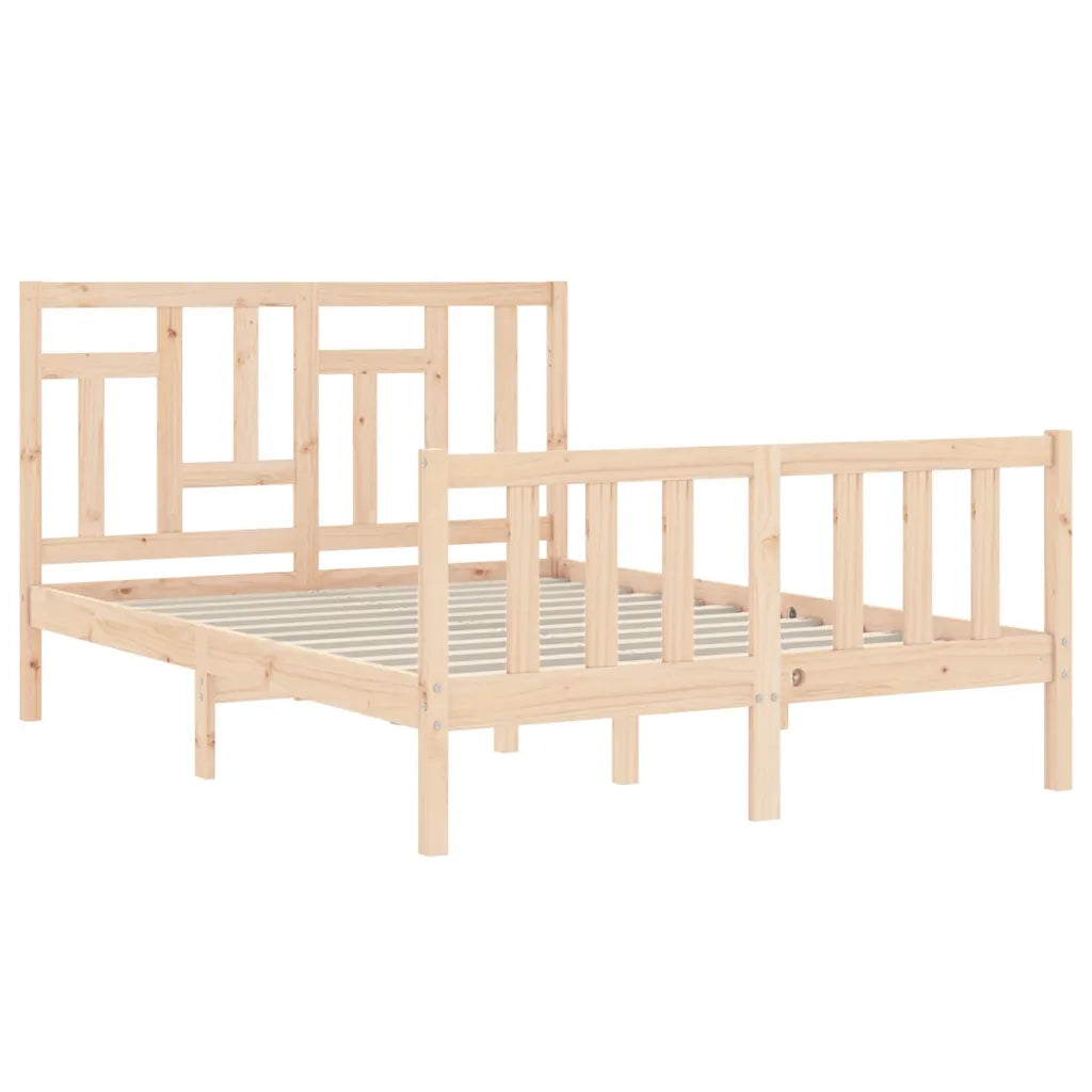 Letto matrimoniale | Letto per adulti | Giroletto senza Materasso 140x200 cm in Legno Massello di Pino