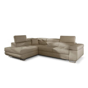 Divano angolare trasformabile MENTON beige in velluto – Angolo sinistro con baule