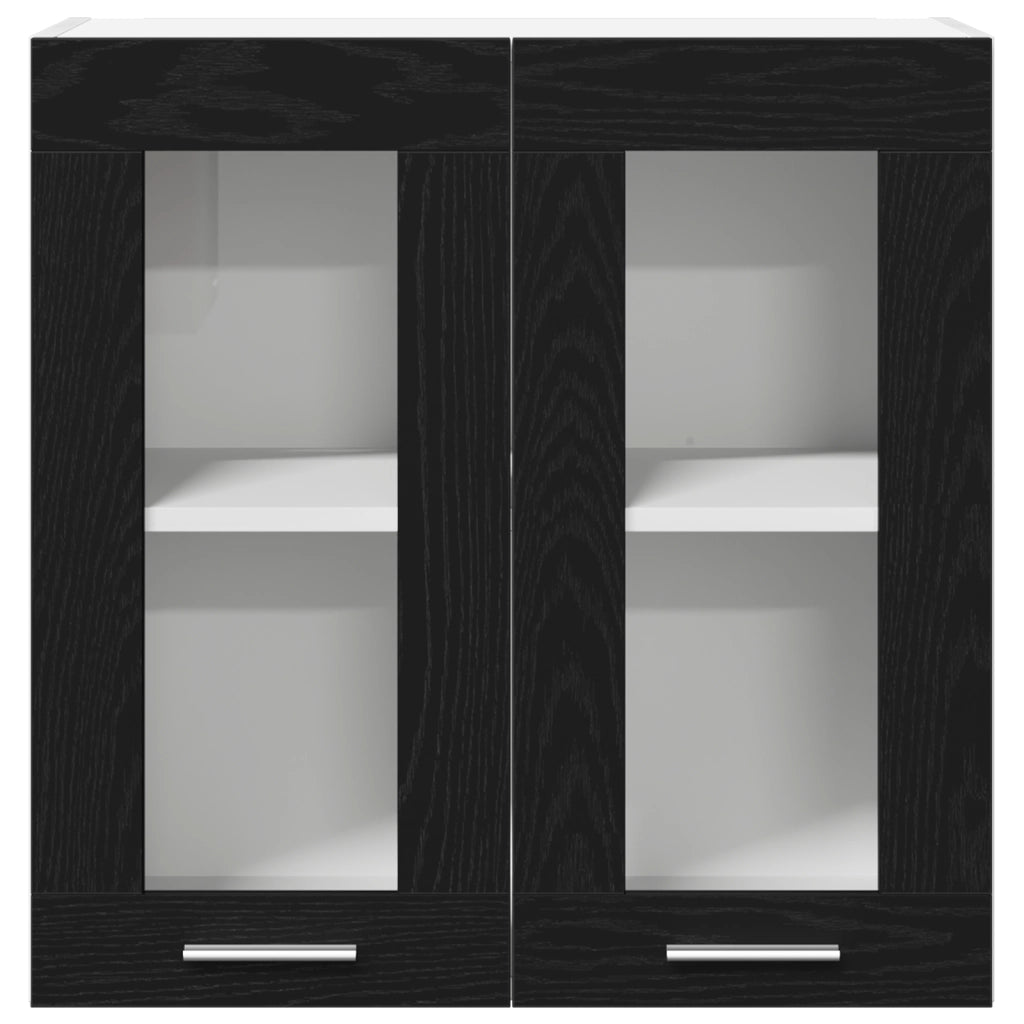 Cabinetto in vetro appeso  in rovere nero - 60x31x60 cm