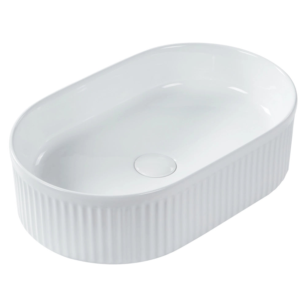 Lavandino da appoggio Ceramica bianca 490 x 310 mm Lucido Lavandino ovale per bagno Stile moderno