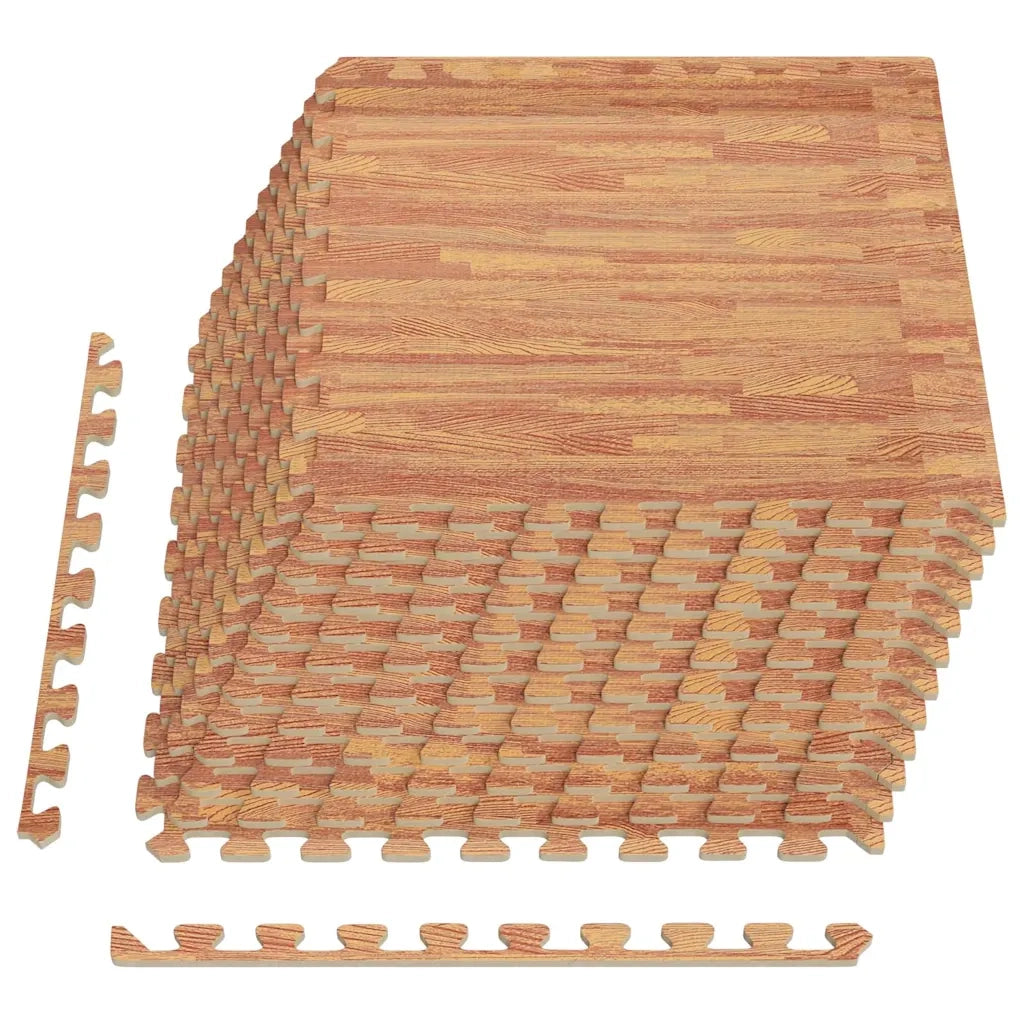 Tappetino a Incastro 12 pz Venature Legno 4,32 ㎡ Schiuma EVA 92459